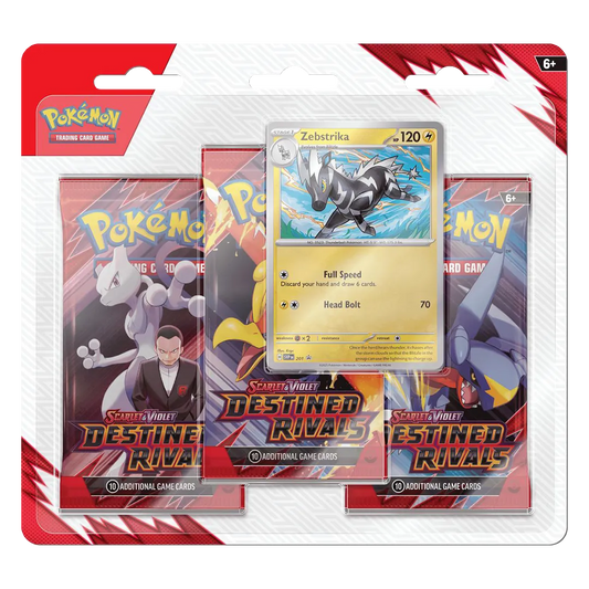 Pokemon TCG: Scarlet & Violet - Destined Rivals - 3 Pack Blister - Zebstrika, Englisch 🇬🇧