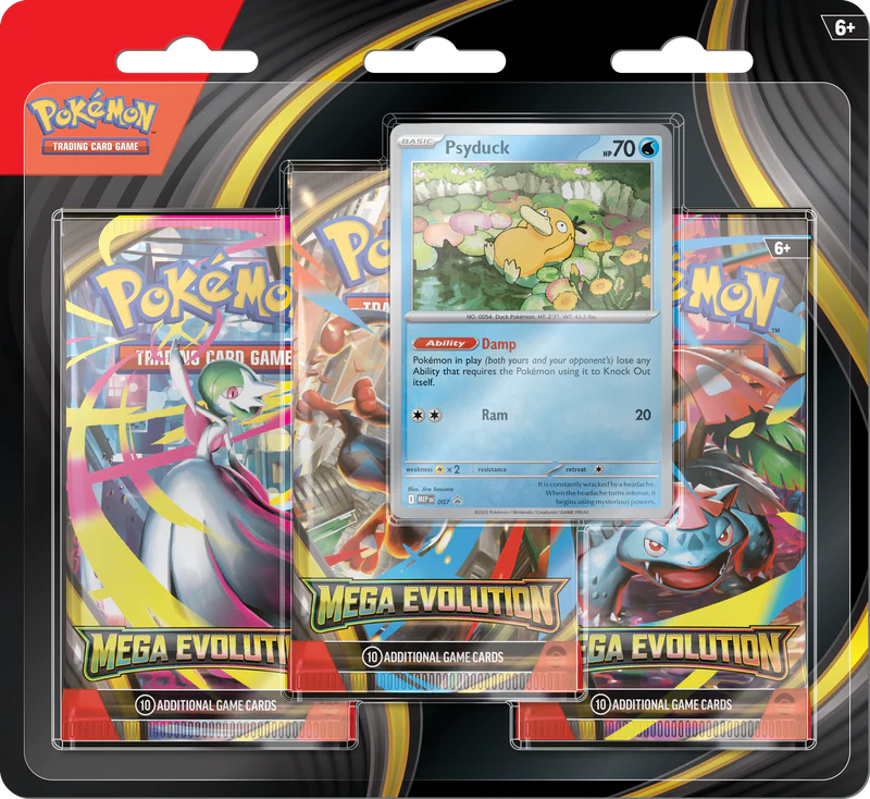 Pokemon TCG: Mega Evolution - Base Set - 3 Pack Blister - Psyduck, Englisch 🇬🇧