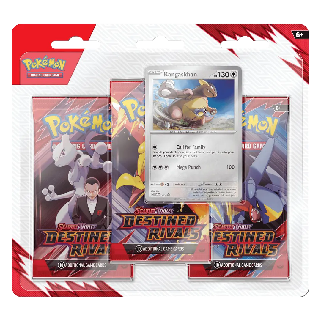 Pokemon TCG: Scarlet & Violet - Destined Rivals - 3 Pack Blister - Kangaskhan, Englisch 🇬🇧
